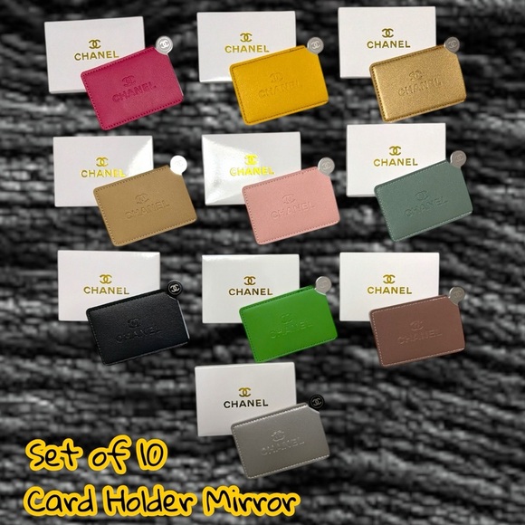 None Handbags - Set or 10 (1 of Each Color) CC Card Holder & Mirror Bundle - New In Box